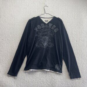 Y2K Grunge Long Sleeve Layered Shirt Gothic Cyber Military Style Emo Alt Sz M